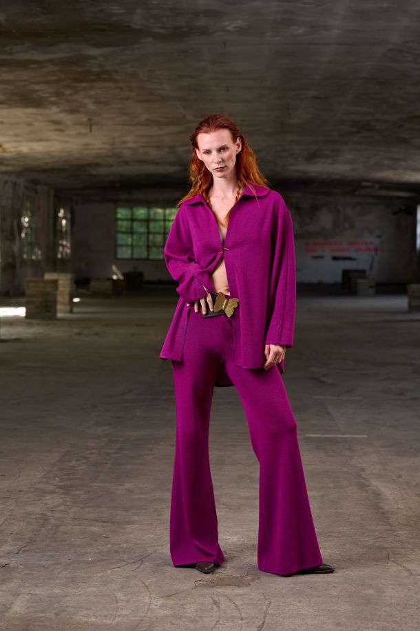 Roberta Redaelli AI 2026-27 PAPILIO, R1347 pantaloni trombetta in maglia di lana brbabietola