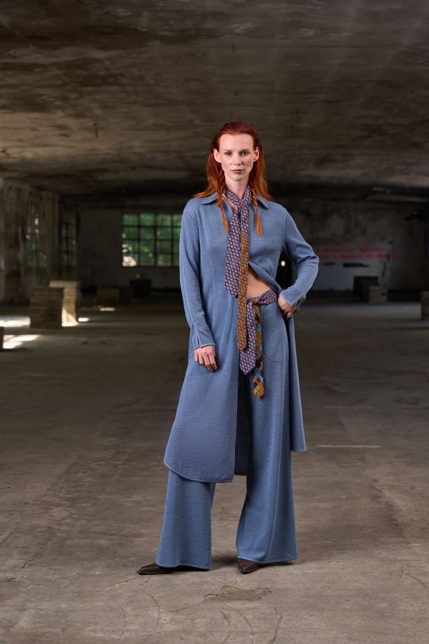 Roberta Redaelli AI 2026-27 PAPILIO, R1375 pantaloni larghi con tasconi in maglia di lana mahonia