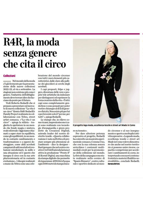 La provincia di como 31 agosto 2022 felpe R4R 