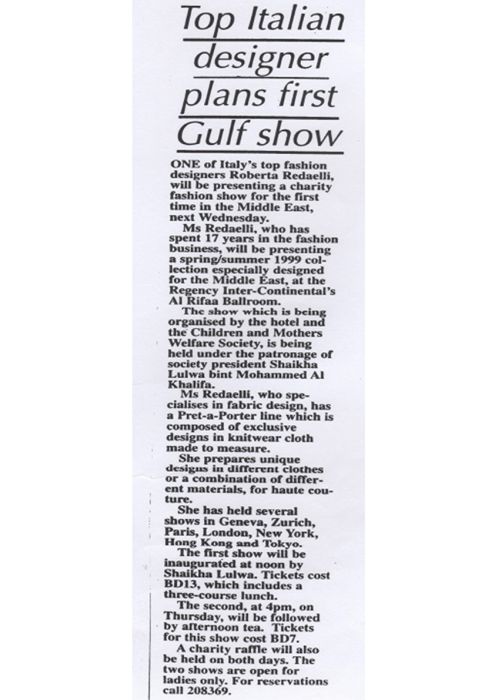 Gulf Daily News 20 gennaio 1999 Roberta Redaelli