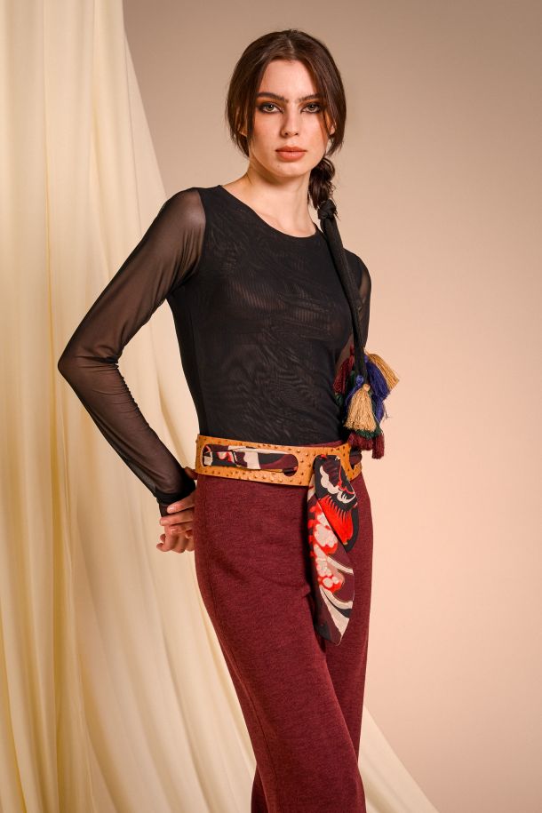 Roberta Redaelli fall winter 2025-26, RSA142 Long-sleeved crew-neck top in tulle