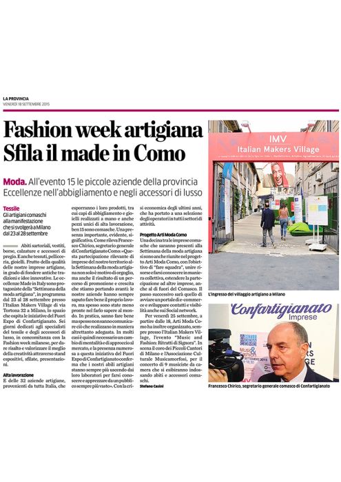 La provincia di Como 18 settmebre 2015 Roberta Redaelli italian makers village