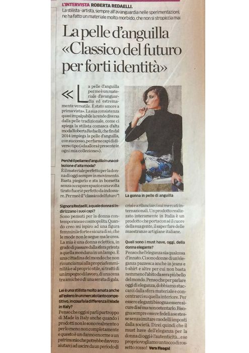 La Provincia di Como 5 Ottobre 2016 pelle di anguilla stampata