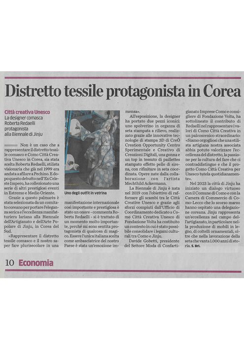 La Provincia di Como 21 novembre 2023 - Roberta Redaelli alla Jinju traditional crafts biennale 2023 in corea del sud