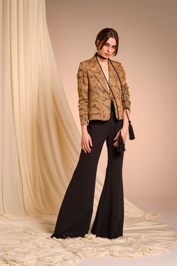 Roberta Redaelli AUTUNNO INVERNO 2025-26, RSA145 pantaloni a zampa in viscosa nera