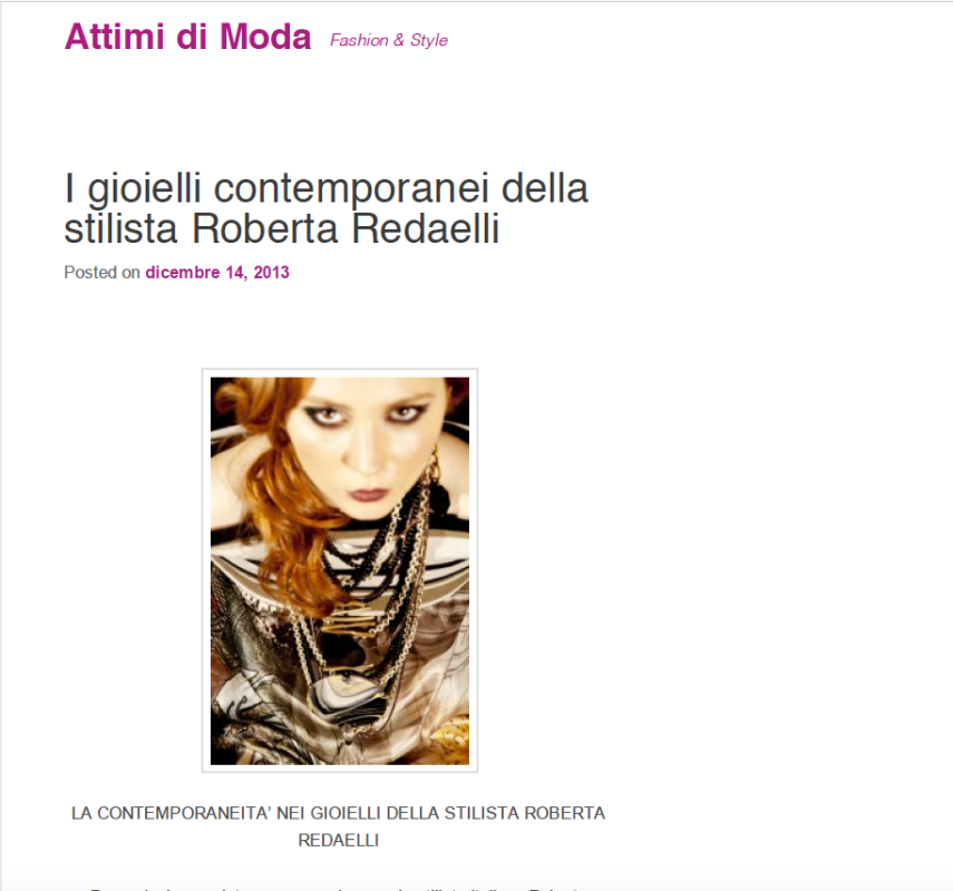 Attimi di Moda 14 dicembre 2013 Roberta Redaelli pe Giapponismo gioielli
