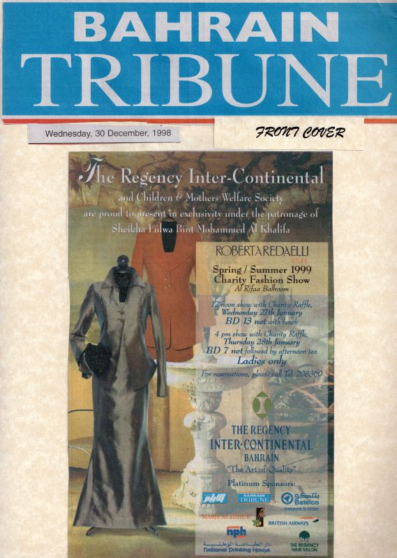 Bahrain Tribune 30 gennaio 1998 Roberta Redaelli