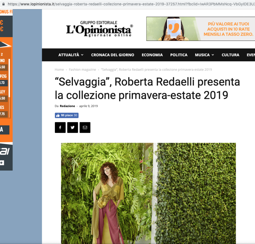L'Opinionista giornale online 9 aprile 2019 Roberta Redaelli pe Selvaggia